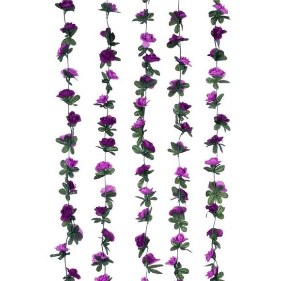 5 Pack 42 FT Fake Rose Vine Flowers Plants Artificial Flower Hanging Rose Ivy - Picture 4 of 6